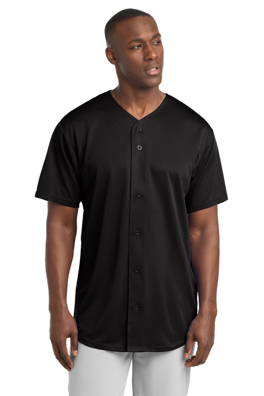 (BLACK) Sport-Tek PosiCharge Tough Mesh Full-Button Jersey (ST220) - Premium Athletic Wear